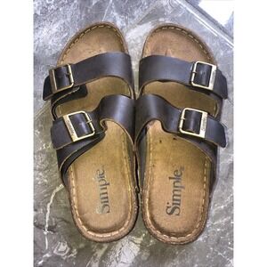 Men's‎ Simple Sandals Leather Upper Brown Size 9